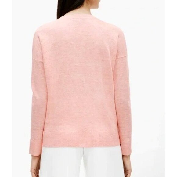 Eileen Fisher 100% Organic Linen Peach Melange V Neck Sweater Tunic Top - Picture 8 of 8
